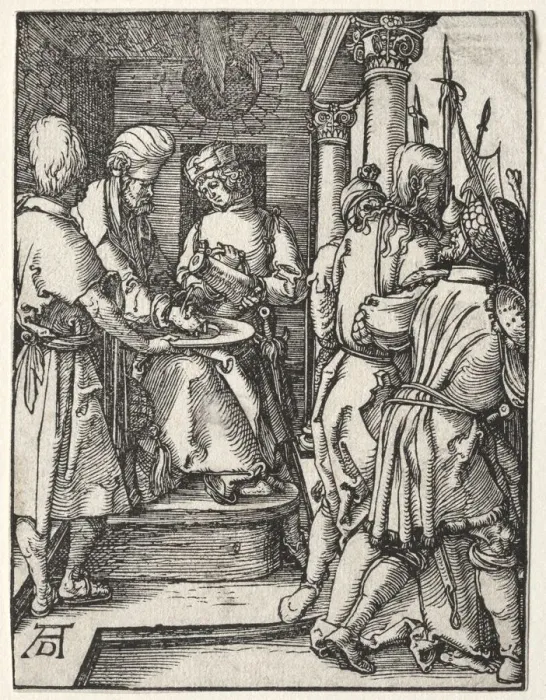 Framed Print : The Small Passion: Pilate Washing His Hands, 1509-1511. Creator: Albrecht Dürer (German Framed Print : The Small Passion: Pilate Washing His Hands, 1509-1511. Creator: Albrecht Dürer (German