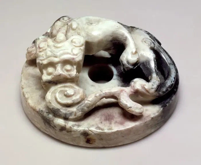 Framed Print : Small Perforated Disk (Bi) with Dragon, 206 B.C.- A.D. 220. Creator: Unknown