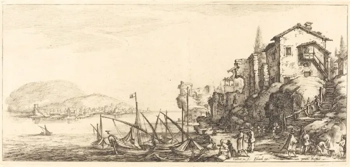 Framed Print : The Small Port, probably c. 1630. Creator: Jacques Callot Framed Print : The Small Port, probably c. 1630. Creator: Jacques Callot