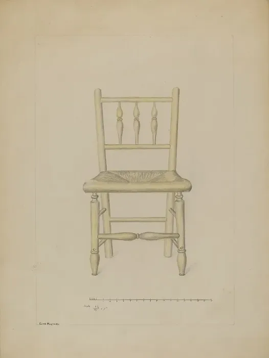 Framed Print : Small Rush Bottom Chair, c. 1936. Creator: Edith Magnette Framed Print : Small Rush Bottom Chair, c. 1936. Creator: Edith Magnette