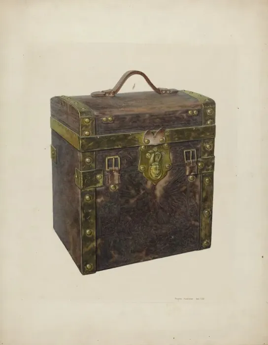 Framed Print : Small Square Trunk, c. 1940. Creator: Regina Henderer Framed Print : Small Square Trunk, c. 1940. Creator: Regina Henderer