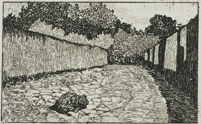 Framed Print : Small Street on the Outskirts of Florence with Puppy, 1870-75. Creator: Giovanni Fattori Framed Print : Small Street on the Outskirts of Florence with Puppy, 1870-75. Creator: Giovanni Fattori