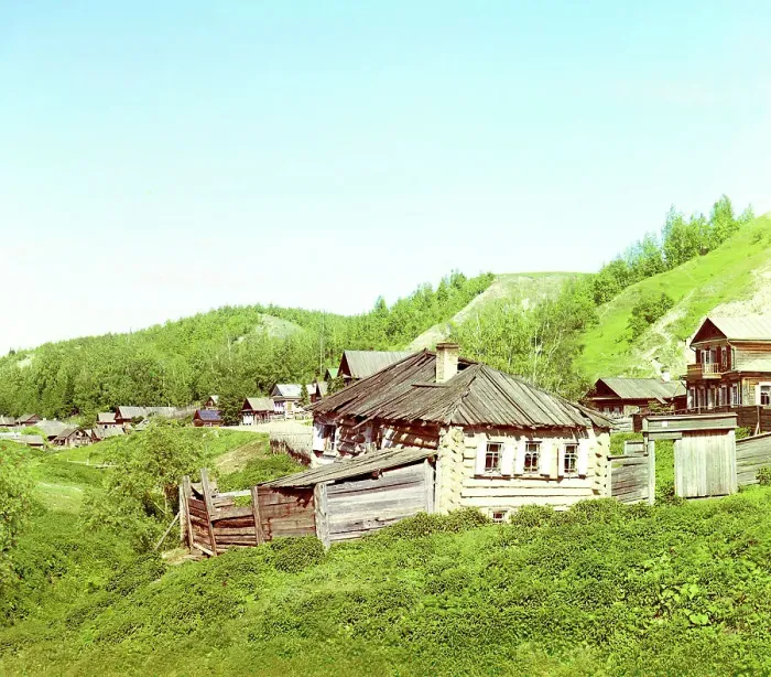 Framed Print : Small town of Vershiny near the city of Tobolsk, 1912. Creator: Sergey Mikhaylovich Prokudin-Gorsky Framed Print : Small town of Vershiny near the city of Tobolsk, 1912. Creator: Sergey Mikhaylovich Prokudin-Gorsky