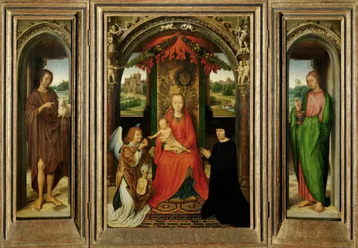 Framed Print : Small Triptych of St. John the Baptist, c. 1490. Artist: Memling, Hans (1433 / 40-1494) Framed Print : Small Triptych of St. John the Baptist, c. 1490. Artist: Memling, Hans (1433 / 40-1494)