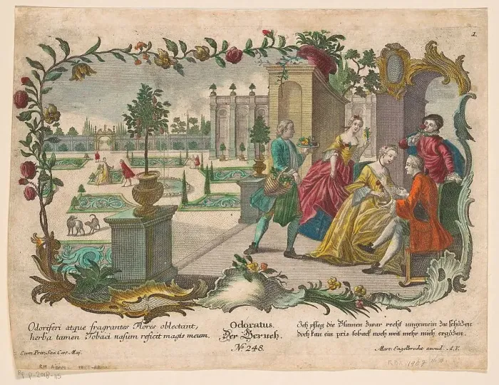 Framed Print : Smell, 1684-1756. Creator: Martin Engelbrecht Framed Print : Smell, 1684-1756. Creator: Martin Engelbrecht