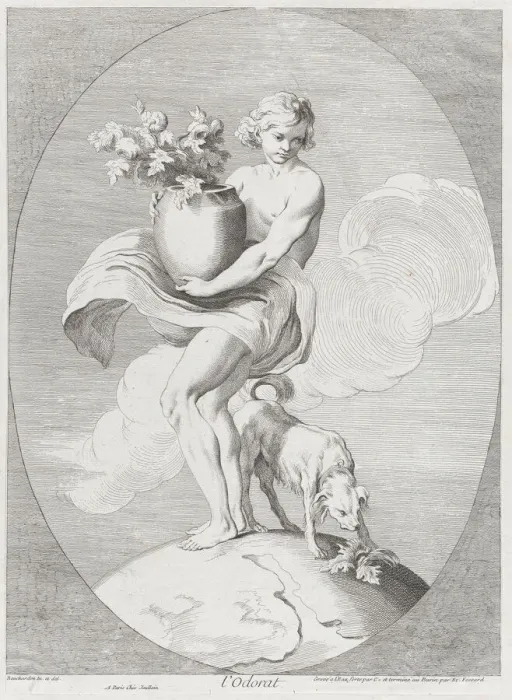 Framed Print : Smell, 1730-65. Creators: Caylus, Anne-Claude-Philippe de, Etienne Fessard Framed Print : Smell, 1730-65. Creators: Caylus, Anne-Claude-Philippe de, Etienne Fessard