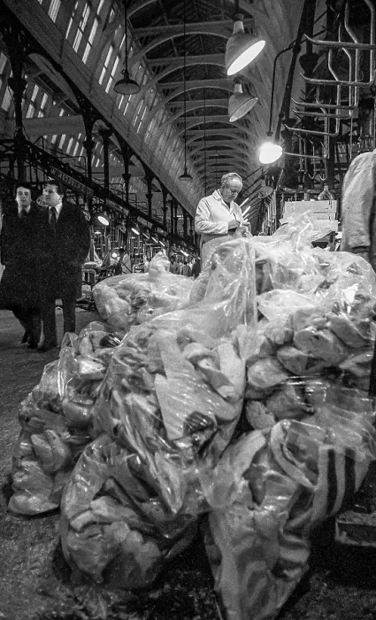Framed Print : Smithfield Meat Market, City of London, January 1980. Creator: Peter Thompson Framed Print : Smithfield Meat Market, City of London, January 1980. Creator: Peter Thompson