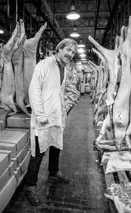 Framed Print : Smithfield Meat Market, City of London, January 1980. Creator: Peter Thompson Framed Print : Smithfield Meat Market, City of London, January 1980. Creator: Peter Thompson