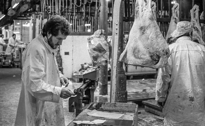 Framed Print : Smithfield Meat Market, City of London, January 1980. Creator: Peter Thompson Framed Print : Smithfield Meat Market, City of London, January 1980. Creator: Peter Thompson