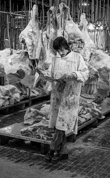 Framed Print : Smithfield Meat Market, City of London, January 1980. Creator: Peter Thompson Framed Print : Smithfield Meat Market, City of London, January 1980. Creator: Peter Thompson