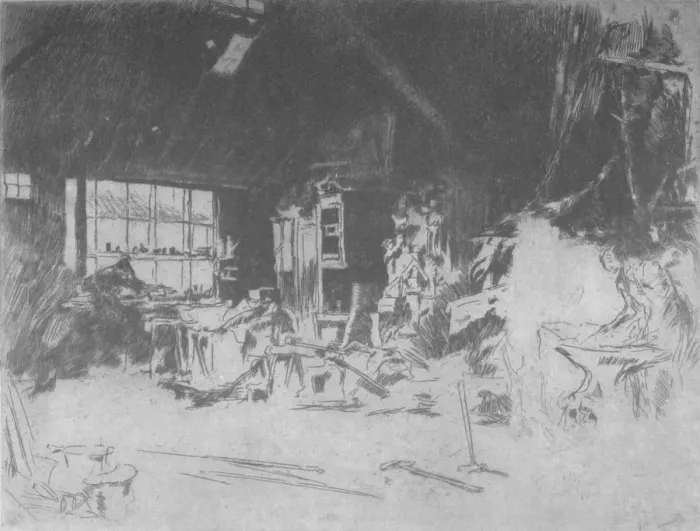 Framed Print : The Smithy, 1880, (1904). Artist: James Abbott McNeill Whistler Framed Print : The Smithy, 1880, (1904). Artist: James Abbott McNeill Whistler
