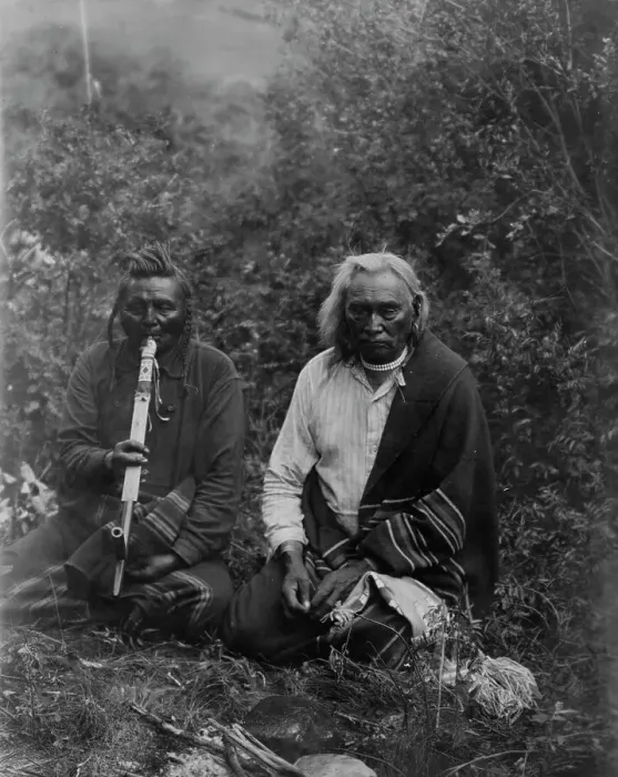 Framed Print : A smoke, c1905. Creator: Edward Sheriff Curtis Framed Print : A smoke, c1905. Creator: Edward Sheriff Curtis