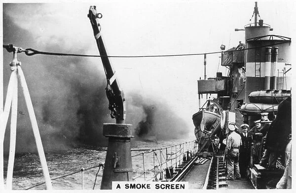 A smoke screen laid down by a destroyer, 1937