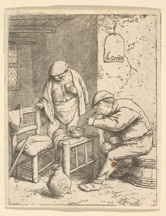 Framed Print : The Smoker and the Drinker, 1682 (?). Creator: Adriaen van Ostade Framed Print : The Smoker and the Drinker, 1682 (?). Creator: Adriaen van Ostade