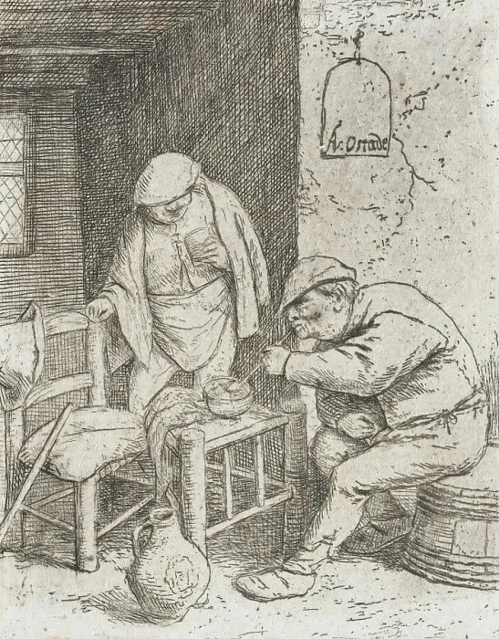 Framed Print : The Smoker and the Drinker, c1682. Creator: Adriaen van Ostade Framed Print : The Smoker and the Drinker, c1682. Creator: Adriaen van Ostade
