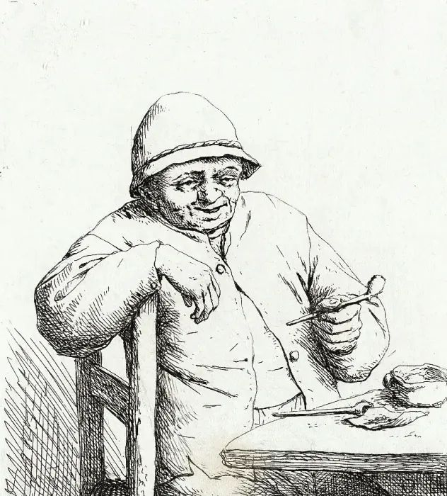 Framed Print : The Smoker Leaning on the Back of a Chair, c1672. Creator: Adriaen van Ostade Framed Print : The Smoker Leaning on the Back of a Chair, c1672. Creator: Adriaen van Ostade