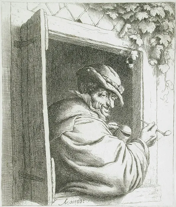 Framed Print : The Smoker at the Window, c1667. Creator: Adriaen van Ostade Framed Print : The Smoker at the Window, c1667. Creator: Adriaen van Ostade