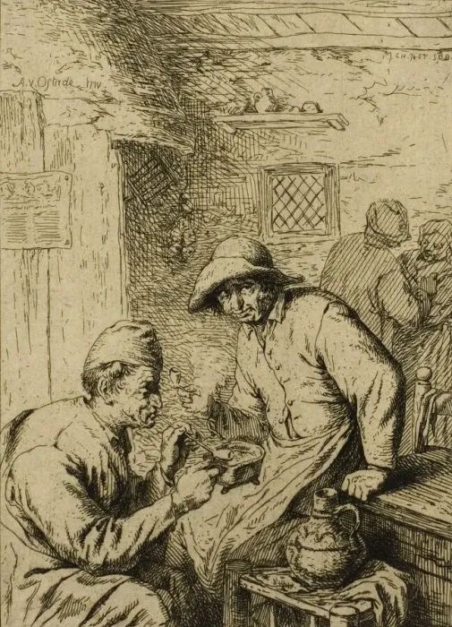 Framed Print : Two Smokers, c. 1845. Creator: Charles Emile Jacque Framed Print : Two Smokers, c. 1845. Creator: Charles Emile Jacque