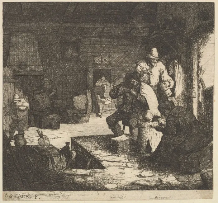Framed Print : Smokers at the Inn, 1610-85. Creator: Adriaen van Ostade Framed Print : Smokers at the Inn, 1610-85. Creator: Adriaen van Ostade