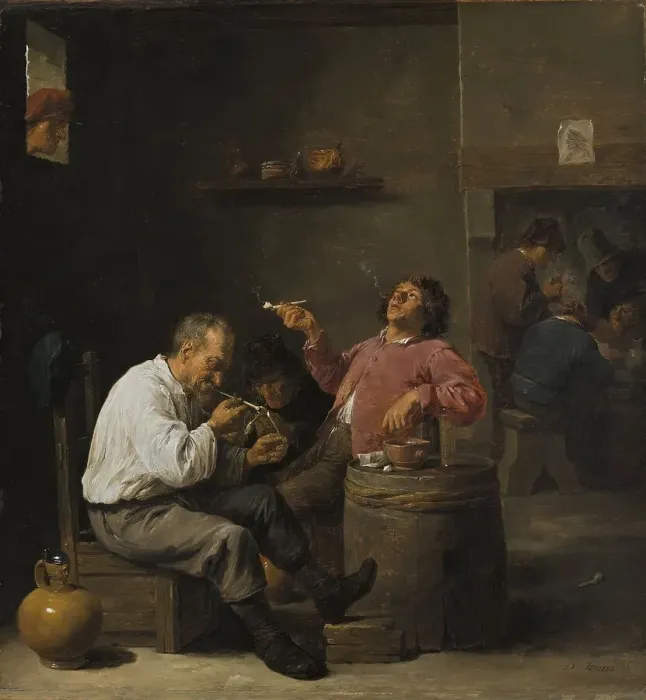 Framed Print : Smokers in an Interior, 1637. Creator: David Teniers II Framed Print : Smokers in an Interior, 1637. Creator: David Teniers II