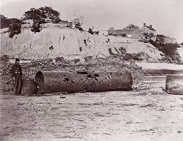 Smokestack of Confederate Ram Merrimac at Richmond  /  Remains of Ironclad Ram '