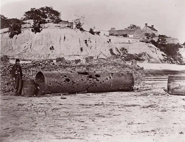 Framed Print : Smokestack of Confederate Ram Merrimac at Richmond / Remains of Ironclad Ram Framed Print : Smokestack of Confederate Ram Merrimac at Richmond / Remains of Ironclad Ram