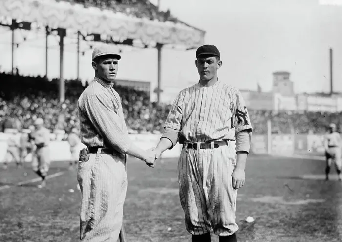 Framed Print : Smokey Joe Wood, Boston AL, & Jeff Tesreau, New York NL (baseball), 1912. Creator: Bain News Service Framed Print : Smokey Joe Wood, Boston AL, & Jeff Tesreau, New York NL (baseball), 1912. Creator: Bain News Service