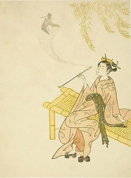 Smoking on a Bench, 1765. Creator: Suzuki Harunobu