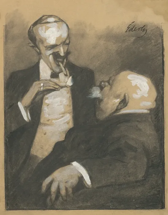 Framed Print : Smoking men, 1893-1898. Creator: Julius Eder Framed Print : Smoking men, 1893-1898. Creator: Julius Eder
