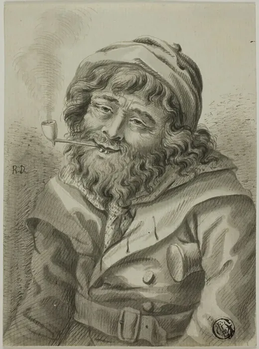 Framed Print : Smoking Sea Captain, n.d. Creator: Unknown Framed Print : Smoking Sea Captain, n.d. Creator: Unknown