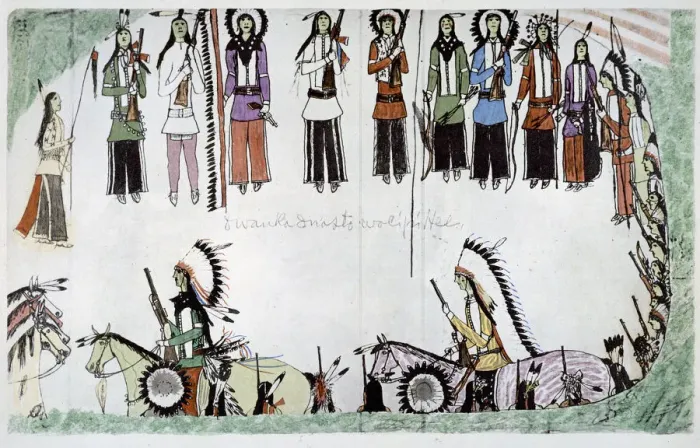 Framed Print : Smoothing the Place Dance, c1889-1913. Artist: Amos Bad Heart Buffalo Framed Print : Smoothing the Place Dance, c1889-1913. Artist: Amos Bad Heart Buffalo