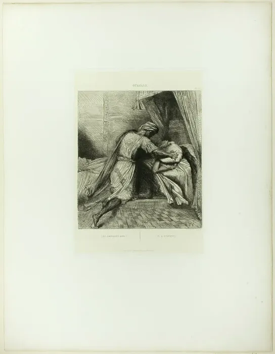 Framed Print : He Smothers Her, plate thirteen from Othello, 1844. Creator: Theodore Chasseriau Framed Print : He Smothers Her, plate thirteen from Othello, 1844. Creator: Theodore Chasseriau