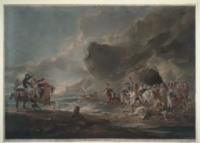 Framed Print : Smugglers defeated, 1795-1798. Artist: Bourgeois, Sir Peter Francis (1756-1811) Framed Print : Smugglers defeated, 1795-1798. Artist: Bourgeois, Sir Peter Francis (1756-1811)