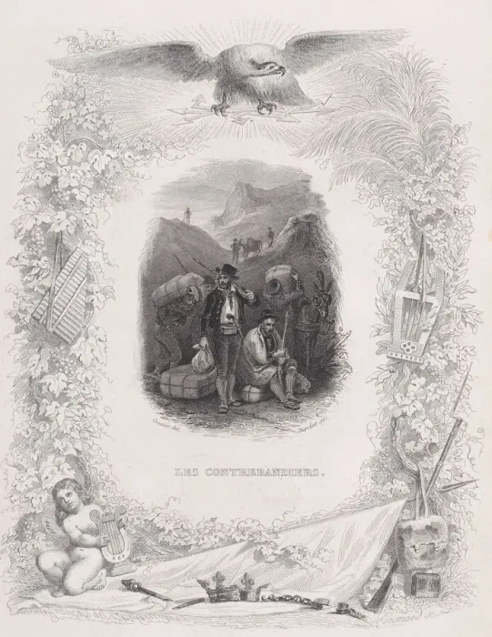 Framed Print : The Smugglers, from The Songs of Beranger, 1829. Creators: Melchior Peronard Framed Print : The Smugglers, from The Songs of Beranger, 1829. Creators: Melchior Peronard
