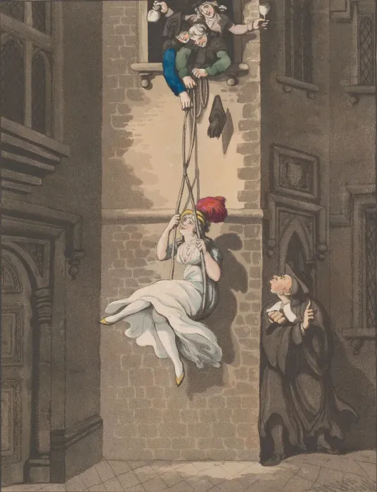 Framed Print : Smuggling In, or A College Trick, August 8, 1798. Creator: Heinrich Schutz