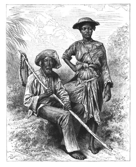 Framed Print : Snake Catcher and Charcoal Girl, Martinique, c1890 Framed Print : Snake Catcher and Charcoal Girl, Martinique, c1890
