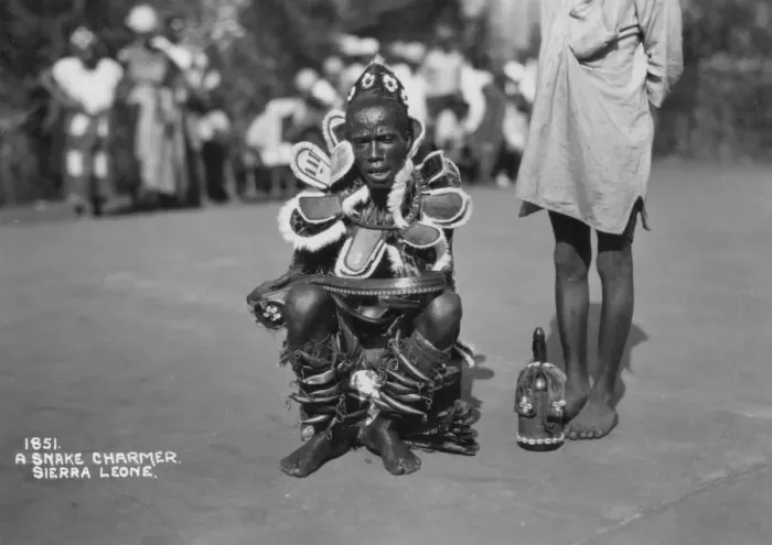 Framed Print : Snake charmer, Sierra Leone, 20th century Framed Print : Snake charmer, Sierra Leone, 20th century