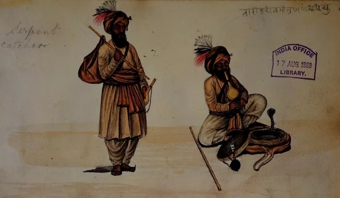 Framed Print : Snake charmers, 1856. Creator: Unknown Framed Print : Snake charmers, 1856. Creator: Unknown