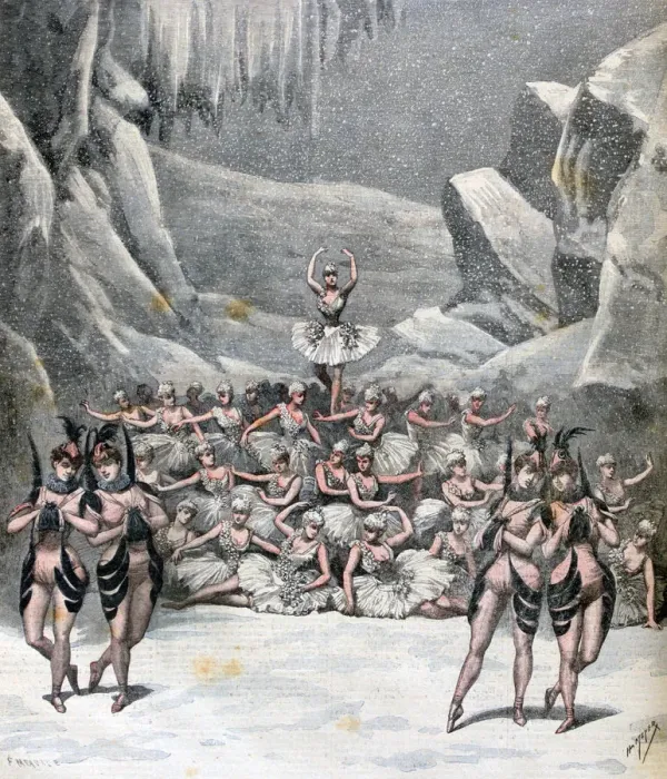 Framed Print : The Snow Ballet, from la Voyage dans la Lune by Jacques Offenbach, 1892. Artist: Henri Meyer Framed Print : The Snow Ballet, from la Voyage dans la Lune by Jacques Offenbach, 1892. Artist: Henri Meyer