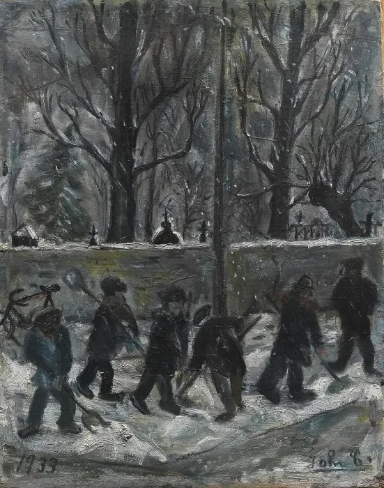 Framed Print : Snow-Clearing, 1933. Creator: John Christensen Framed Print : Snow-Clearing, 1933. Creator: John Christensen