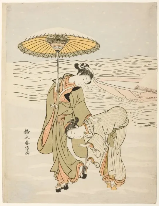 Framed Print : The Snow-Clogged Geta, c. 1767 / 68. Creator: Suzuki Harunobu Framed Print : The Snow-Clogged Geta, c. 1767 / 68. Creator: Suzuki Harunobu