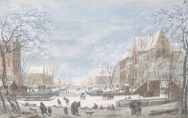Snow Falling on a Dutch Town, n. d Creator: Abraham Rademaker