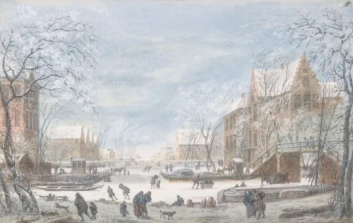 Framed Print : Snow Falling on a Dutch Town, n. d Creator: Abraham Rademaker Framed Print : Snow Falling on a Dutch Town, n. d Creator: Abraham Rademaker
