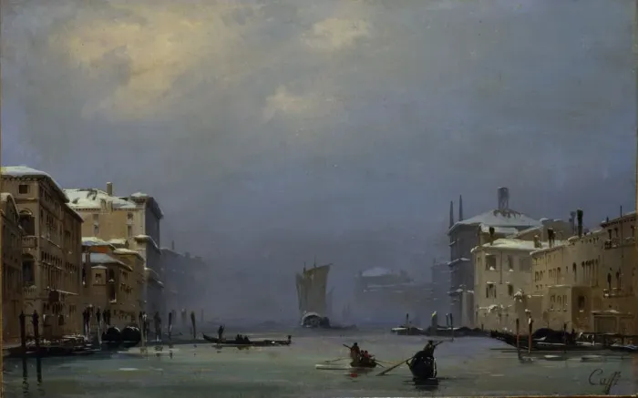 Framed Print : Snow and fog on the Grand canal, c. 1840 Framed Print : Snow and fog on the Grand canal, c. 1840
