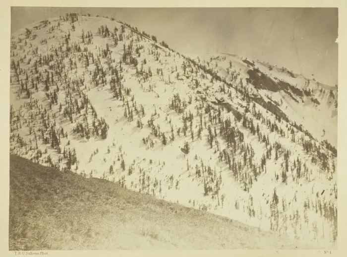 Framed Print : Snow Peaks, Bull Run Mining District, Nevada, 1871. Creator: Tim O Sullivan Framed Print : Snow Peaks, Bull Run Mining District, Nevada, 1871. Creator: Tim O Sullivan