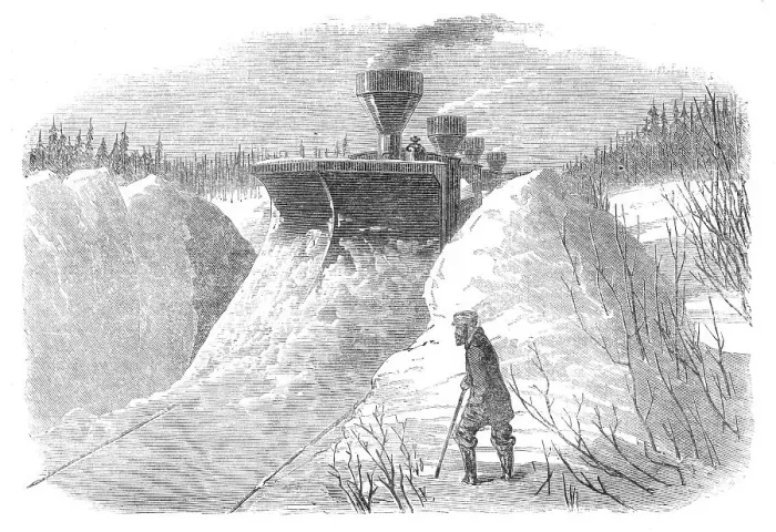 Framed Print : Snow-Plough on the Grand Trunk Railway of Canada, 1870. Creator: Unknown Framed Print : Snow-Plough on the Grand Trunk Railway of Canada, 1870. Creator: Unknown