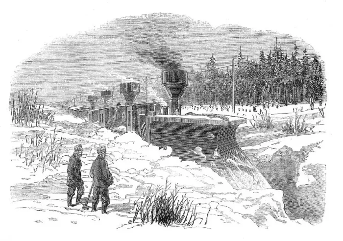 Framed Print : Snow-Plough on the Grand Trunk Railway of Canada, 1870. Creator: Unknown Framed Print : Snow-Plough on the Grand Trunk Railway of Canada, 1870. Creator: Unknown