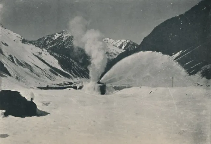 Framed Print : Snow-Plough at Work Among The Andes, 1916 Framed Print : Snow-Plough at Work Among The Andes, 1916