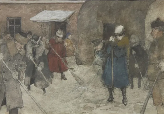 Framed Print : Snow removal, ca 1921. Artist: Vakhrameyev, Alexander Ivanovich (1874-1926) Framed Print : Snow removal, ca 1921. Artist: Vakhrameyev, Alexander Ivanovich (1874-1926)
