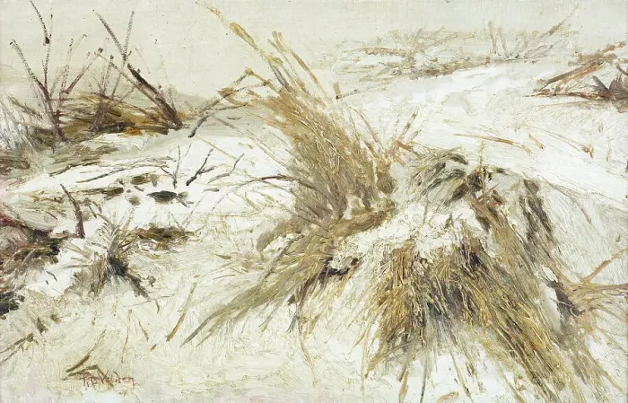 Framed Print : Snow on the sand dunes, c1889-90. Creator: Petrus van der Velden Framed Print : Snow on the sand dunes, c1889-90. Creator: Petrus van der Velden